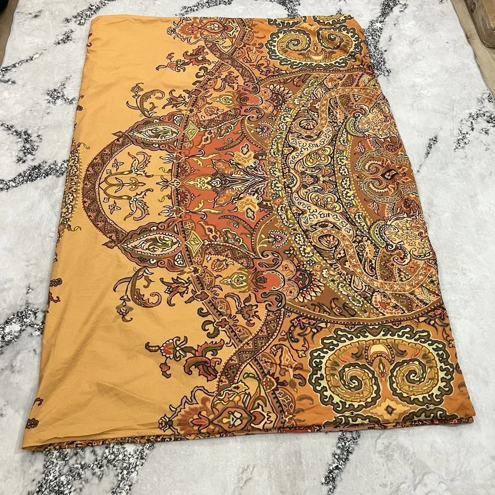 UO Home Twin Duvet Cover Orange Paisley Boho Reversible Cotton Bedding